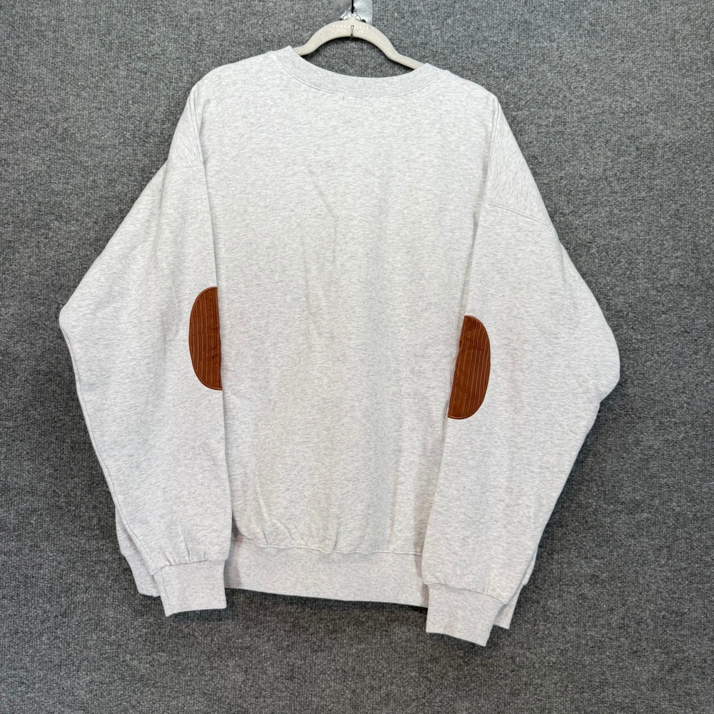 The Bar Ember Sweatshirt Womens Large Gray Brown Corduroy Elbow Patches RARE NEW - Picture 8 of 10